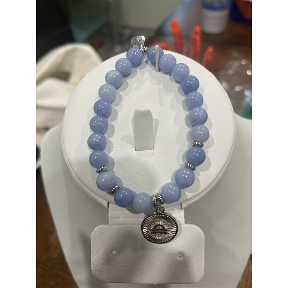 T Jazelle Sky Blue Jade Stone Bracelet  Zodiac Libra - Picture 1 of 6
